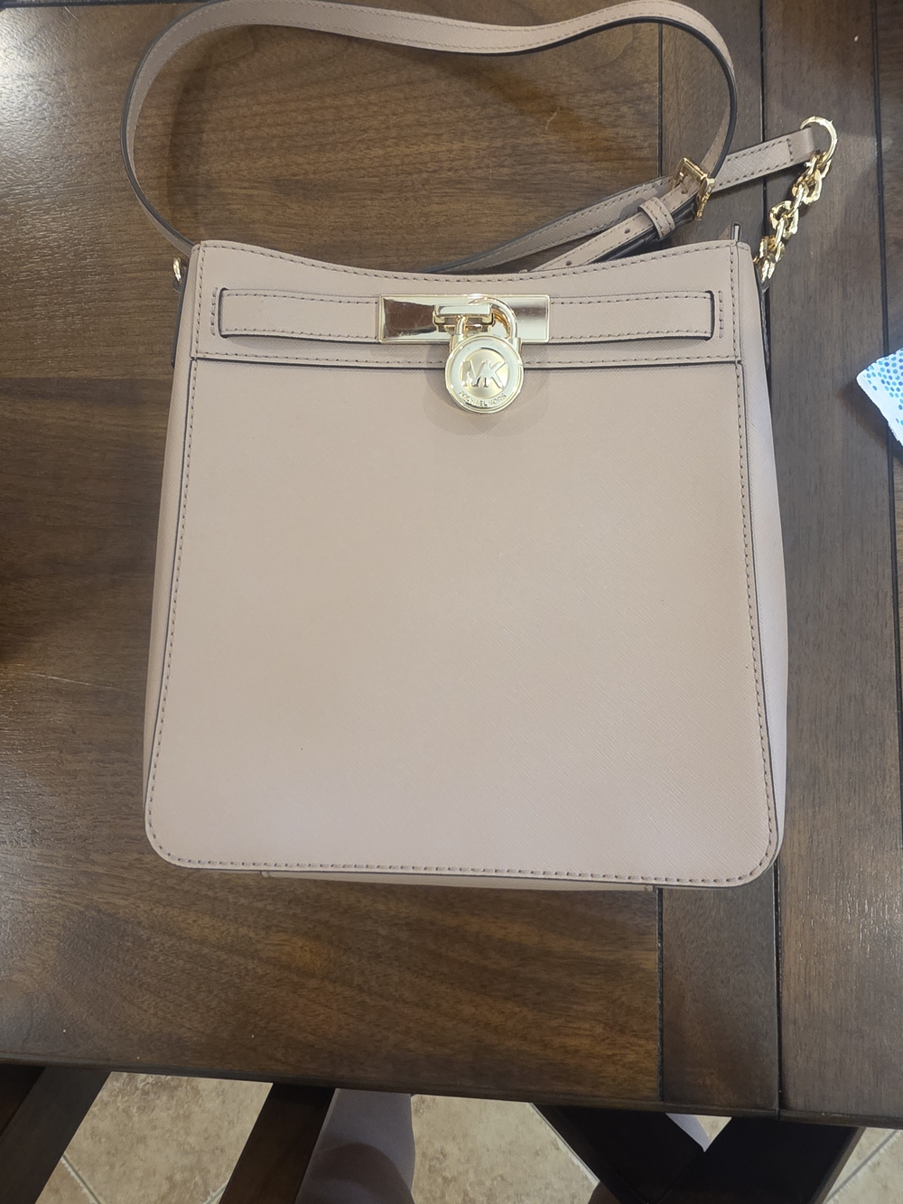 Michael Kors Blush Pink Saffiano Shoulder Bag with Gold Hardware